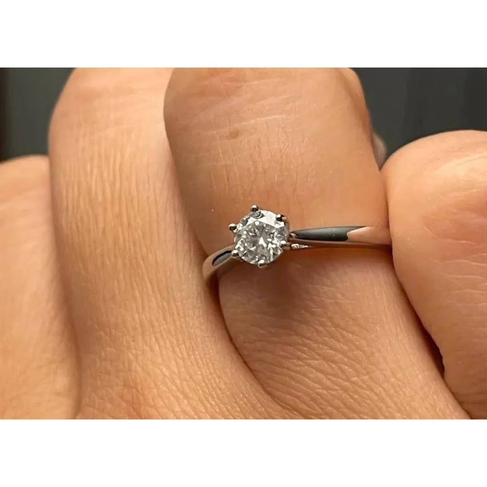 1ct Solitaire Platinum‎ Simulated Diamond Engagement Wedding Ring, Size 6 NEW